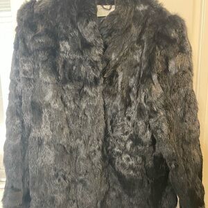 Women's Rabbit Fur Coat - Black